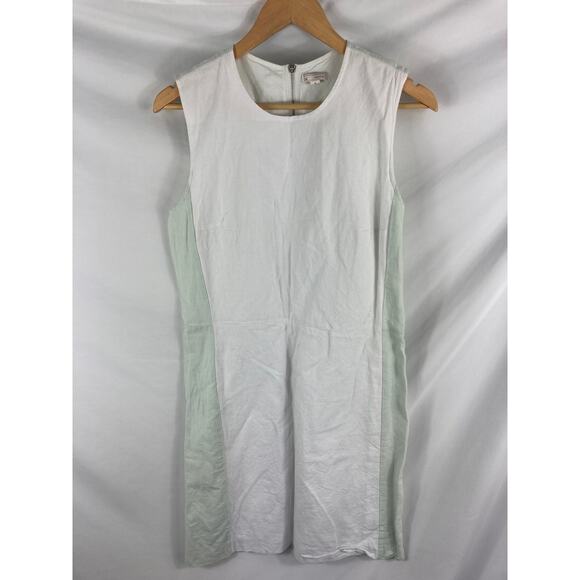 GAP Womans Linen Blend White / Mint Sheath Dress Size 8 - Picture 1 of 4